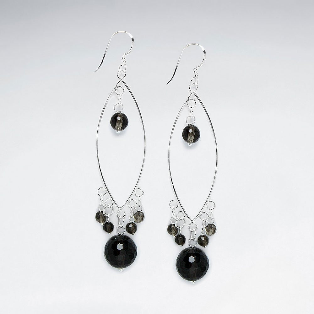 Marquise Silver Earring With Faceted Amethyst
