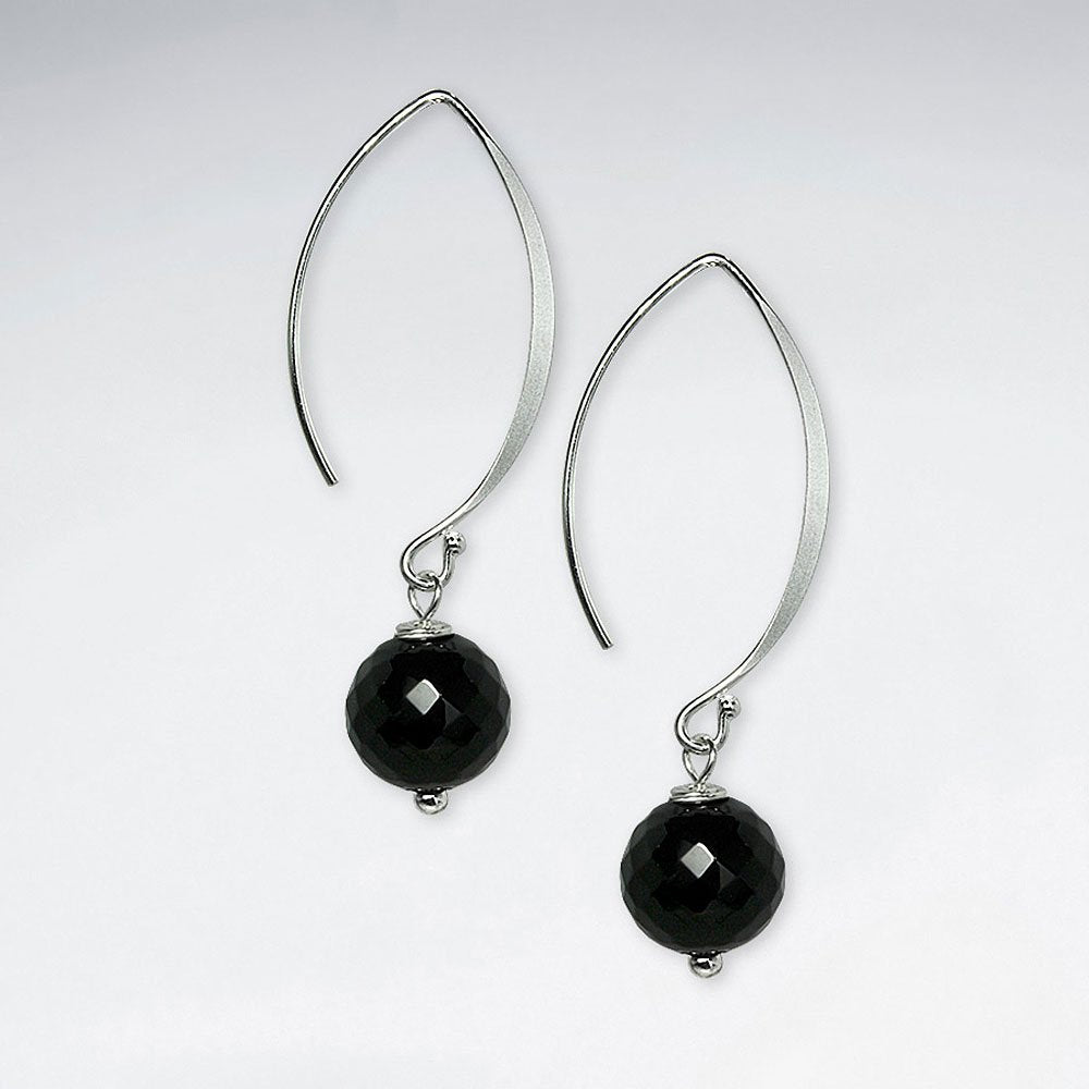 10 mm Amethyst Round Faceted Earring With Silver Marquise Hook