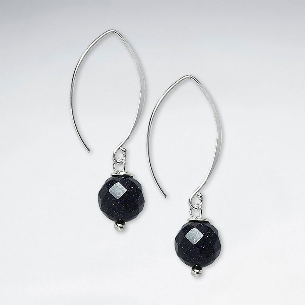 10 mm Amethyst Round Faceted Earring With Silver Marquise Hook