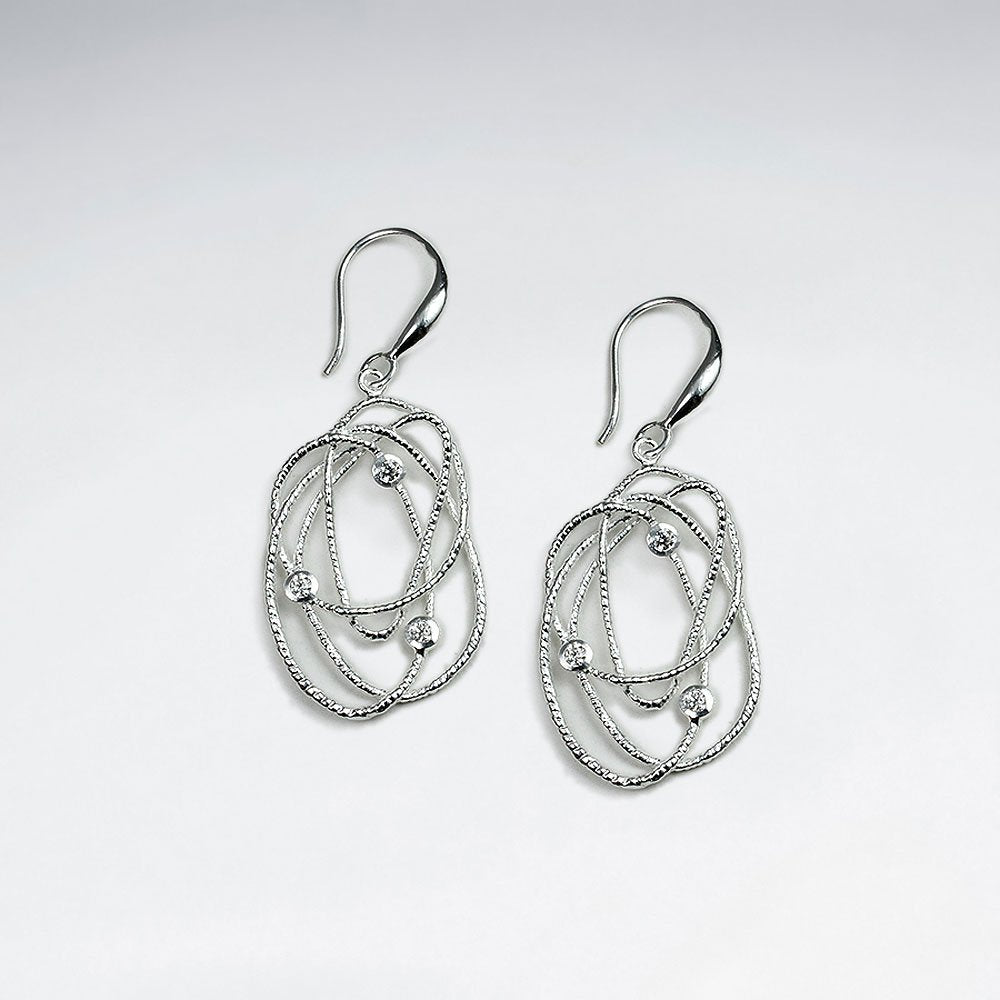 Interlooped 18 K Flash Pink Gold Plating Dangle Earrings With CZ