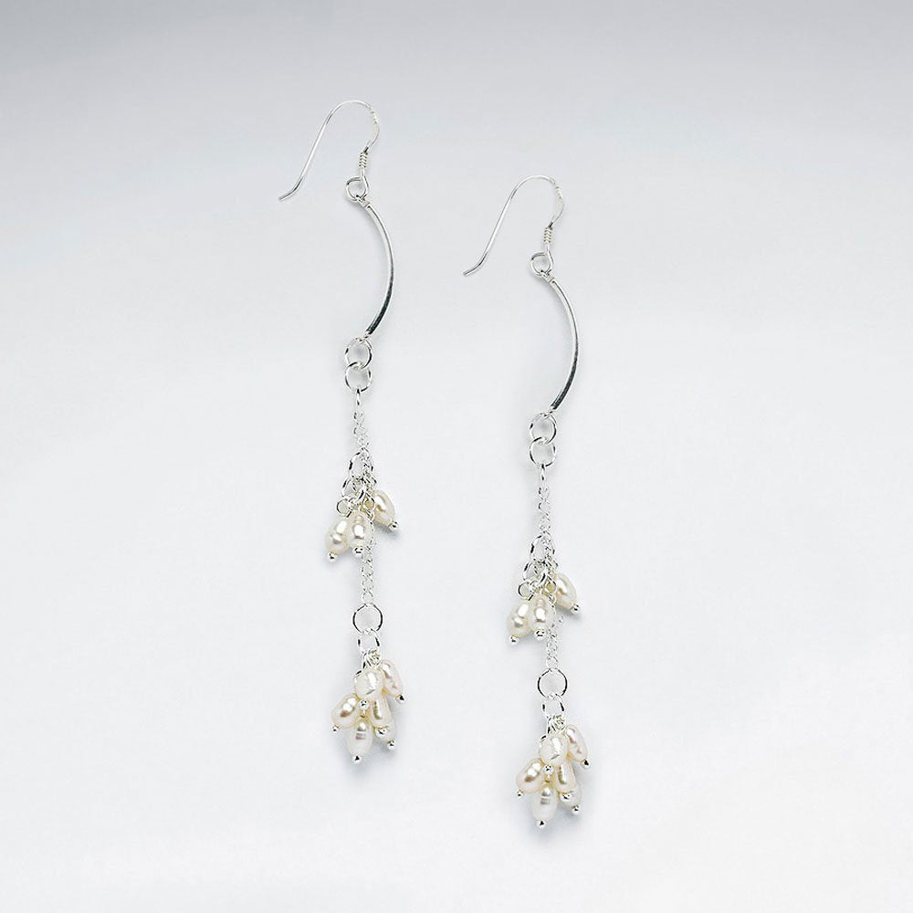 Red Glass Bead Cascade Earring With Silver Tube