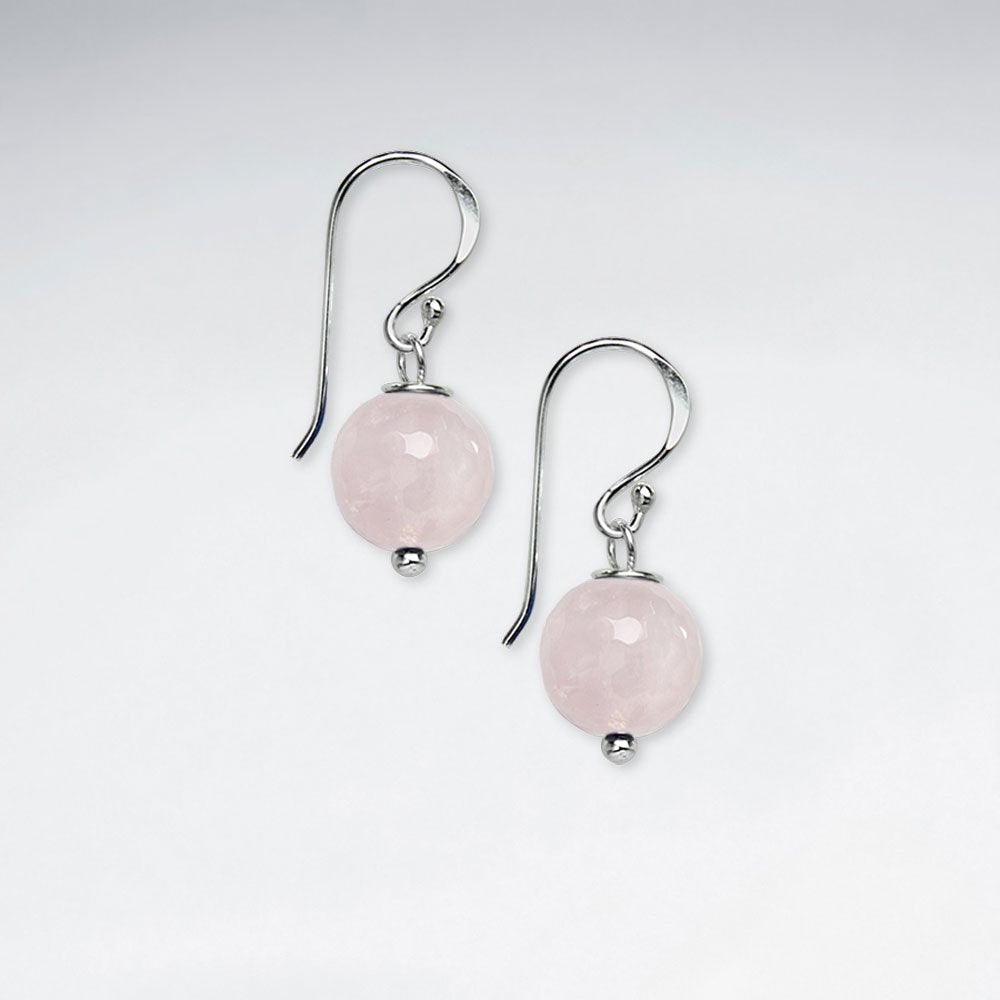 10 mm Round Faceted Amethyst Dangling Silver Earring