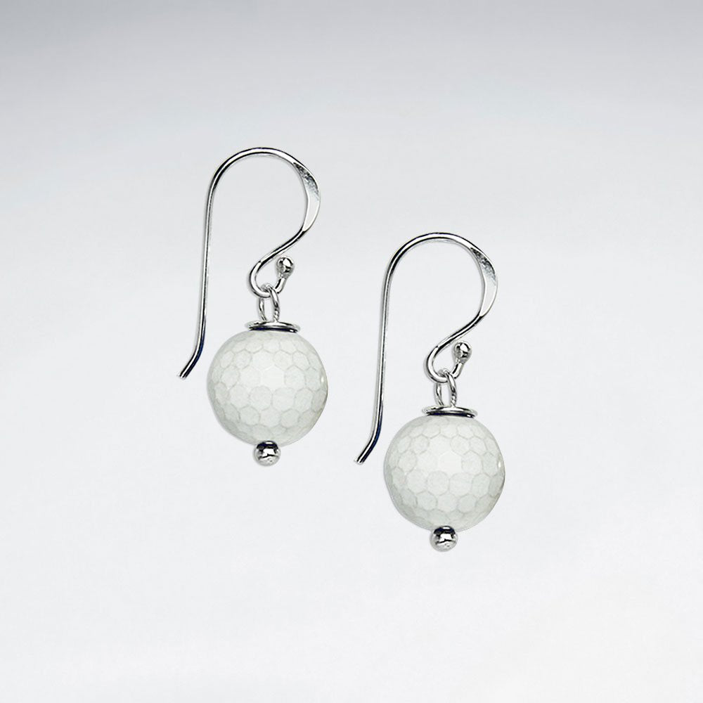 10 mm Round Faceted Amethyst Dangling Silver Earring