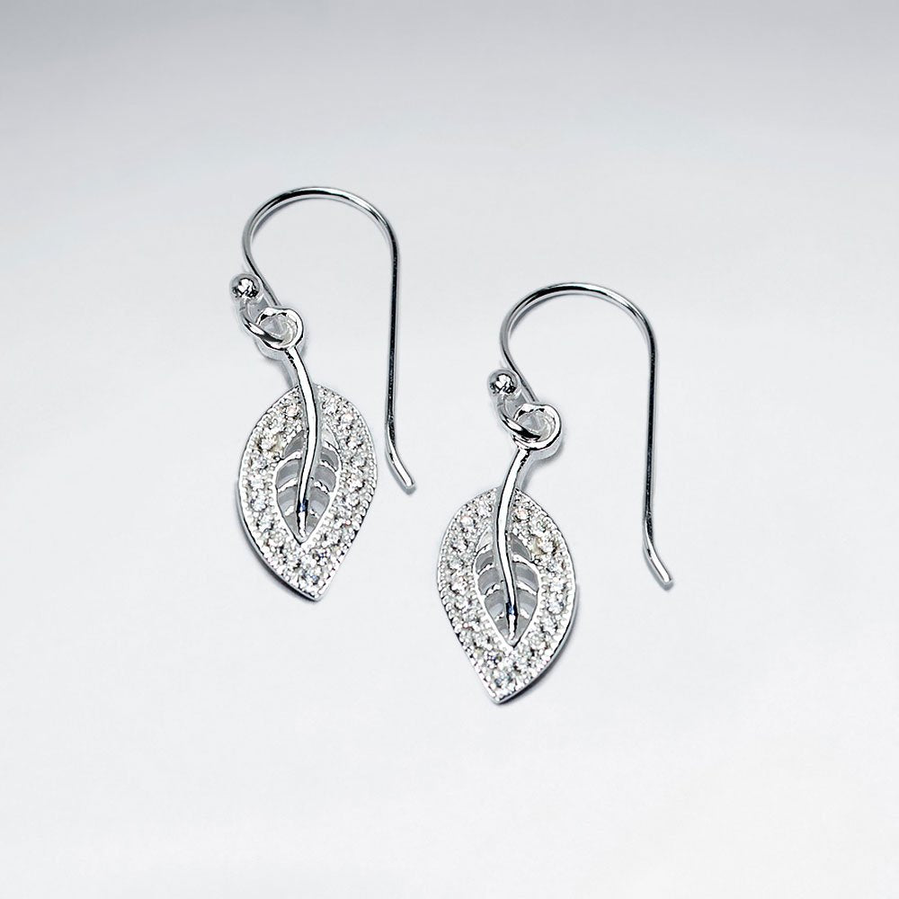 CZ Leaf Stud Silver Earring