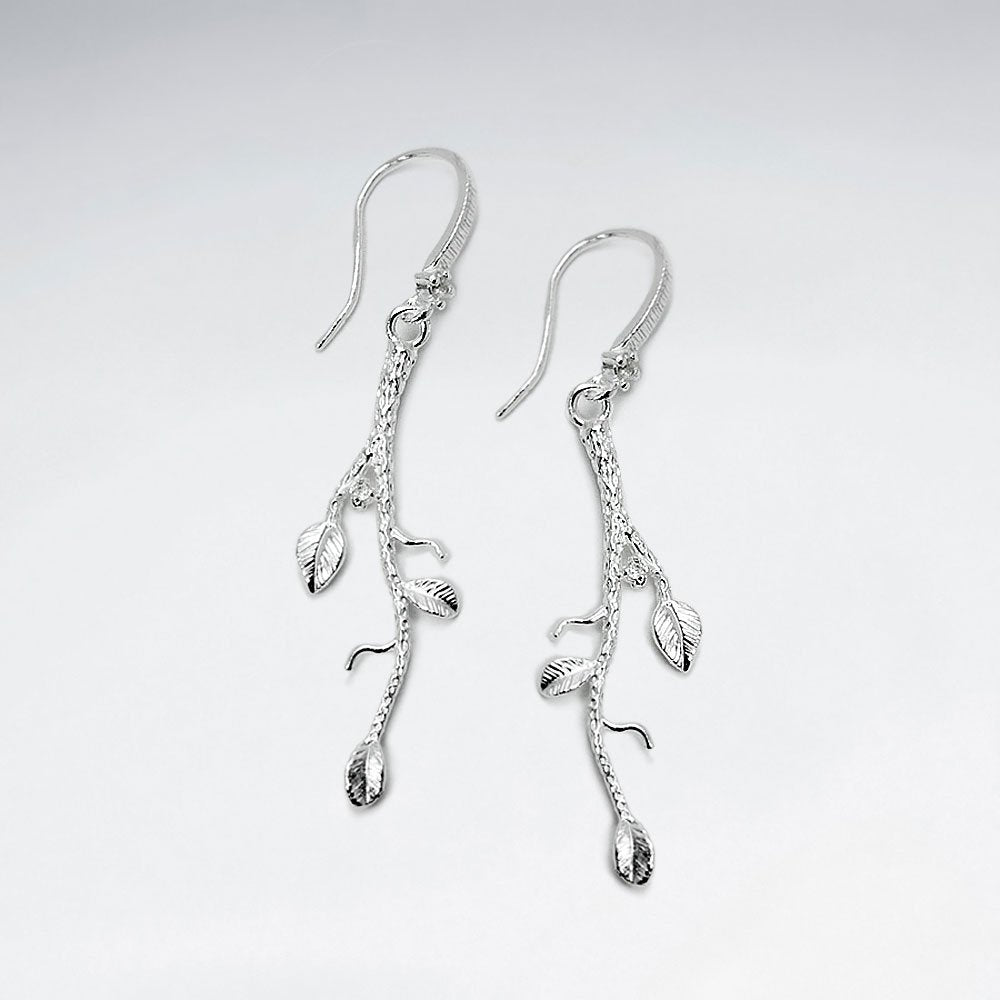 Sterling Silver Hook Earrings With Staggered Teardrop Dangle and CZ