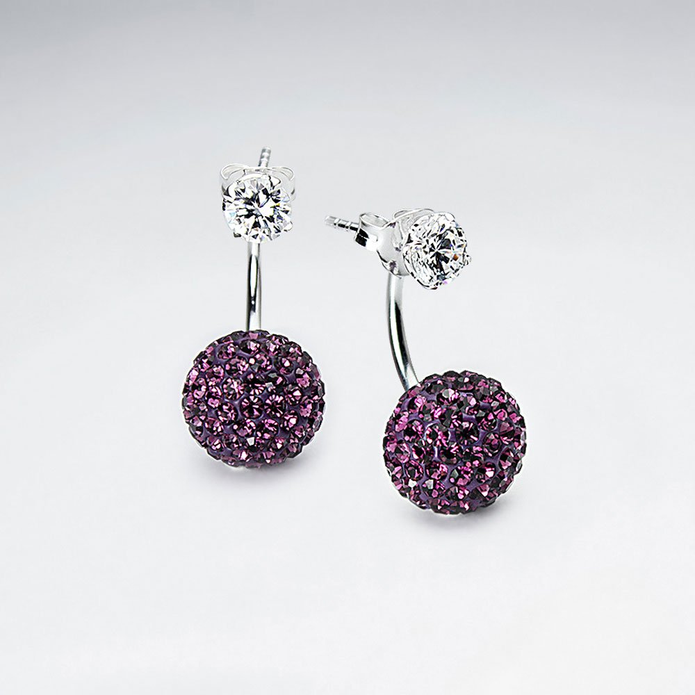 Yellow Tribal Mise En Double Sided Stud Earring With White CZ