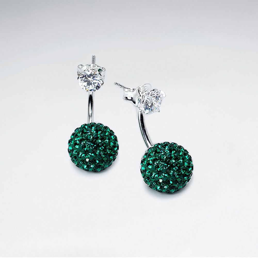 Yellow Tribal Mise En Double Sided Stud Earring With White CZ