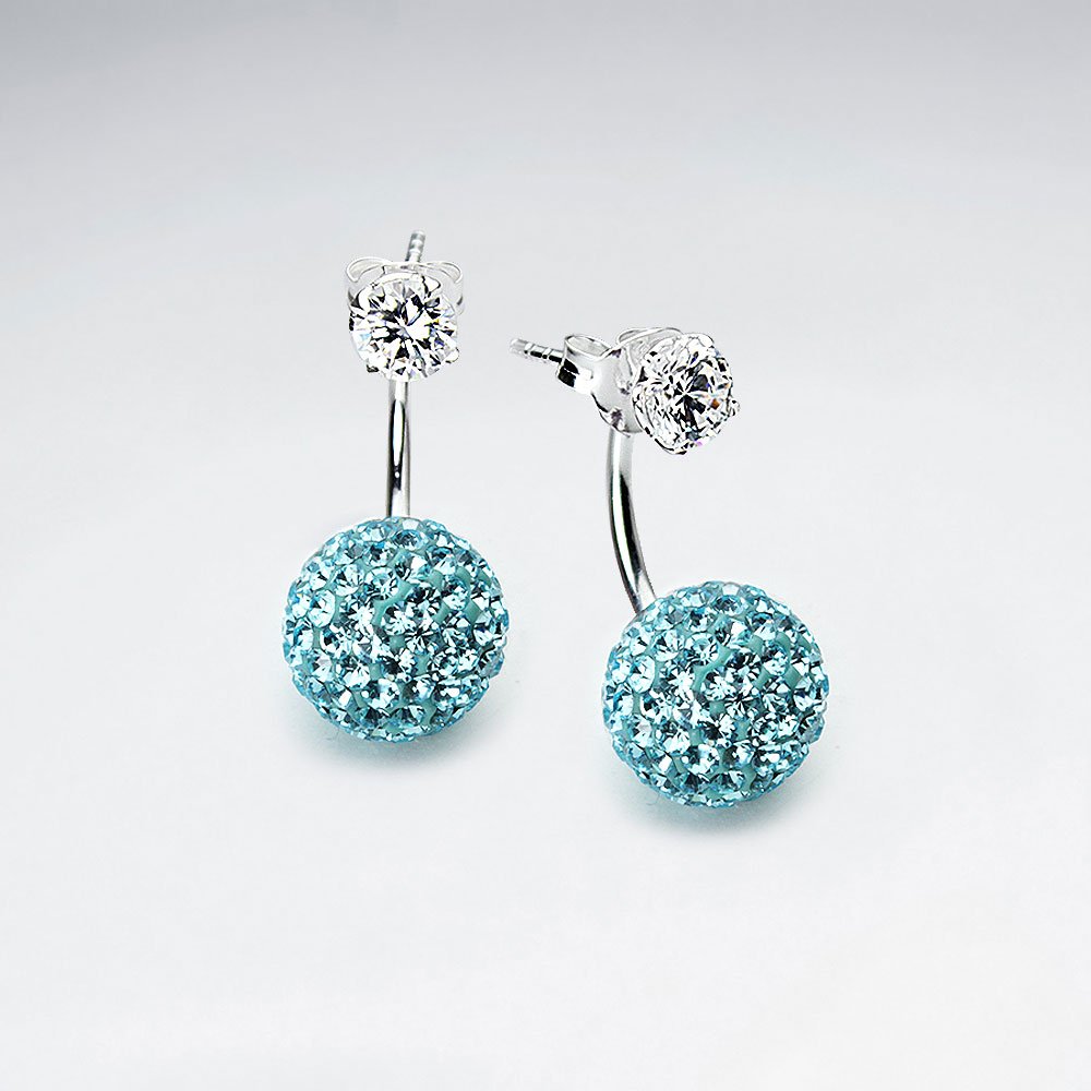 Yellow Tribal Mise En Double Sided Stud Earring With White CZ