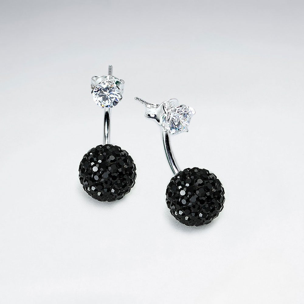 Yellow Tribal Mise En Double Sided Stud Earring With White CZ