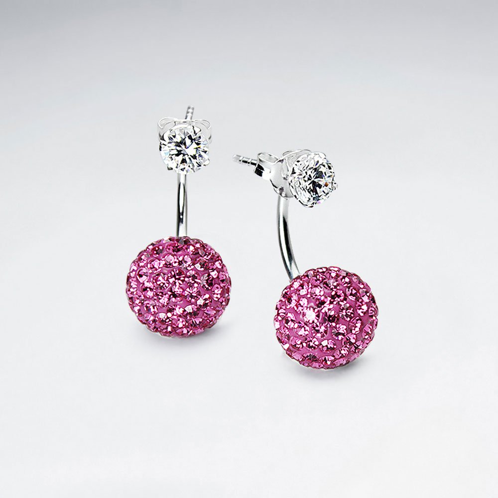 Yellow Tribal Mise En Double Sided Stud Earring With White CZ