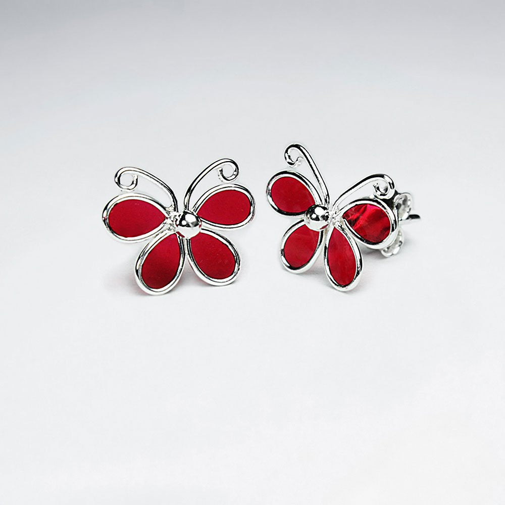Butterfly Silver Earring With White Enamel