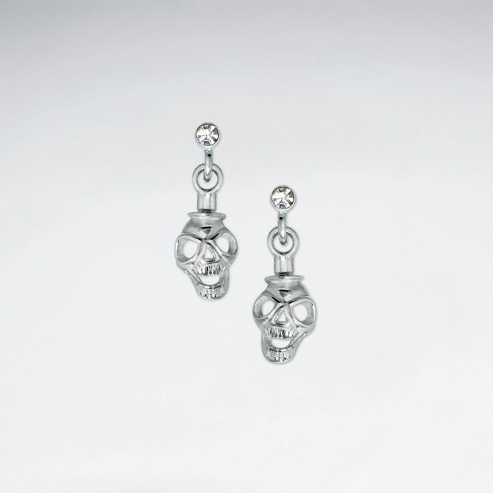 Skull Stud Earring With Purple CZ