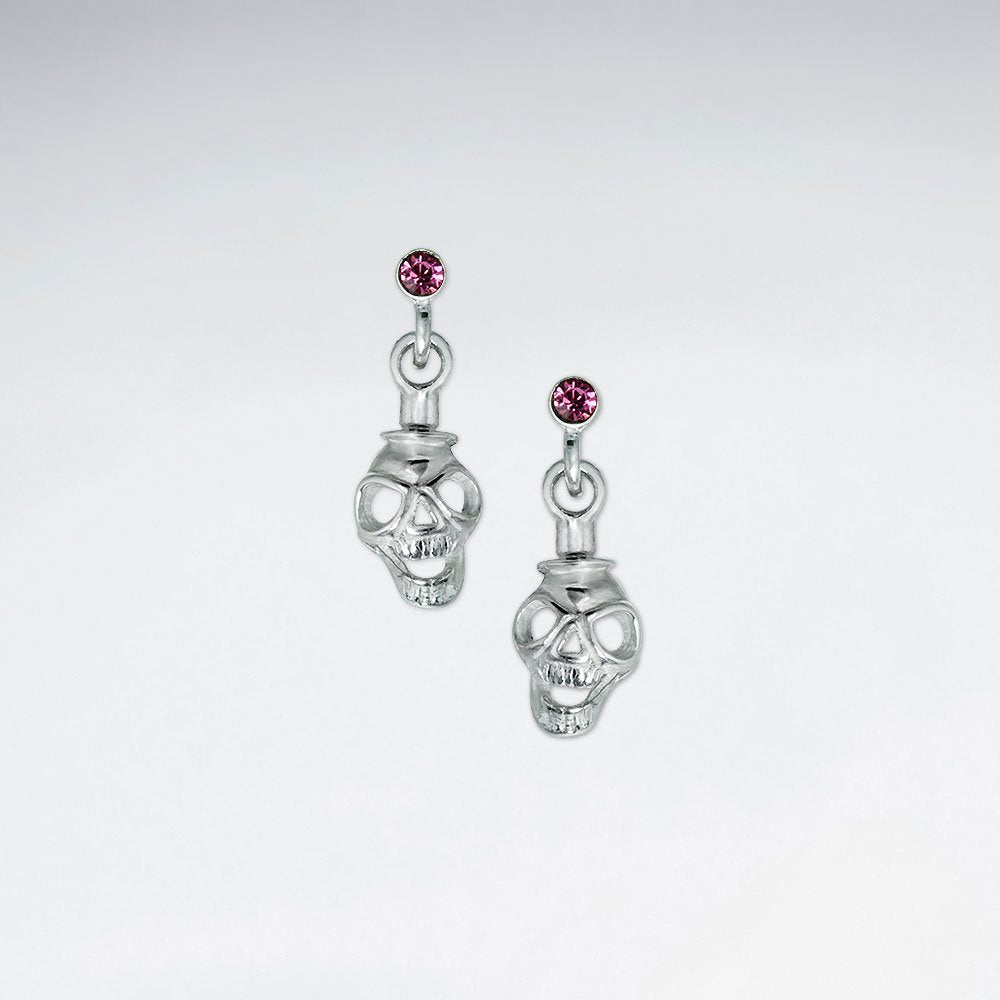 Skull Stud Earring With Purple CZ