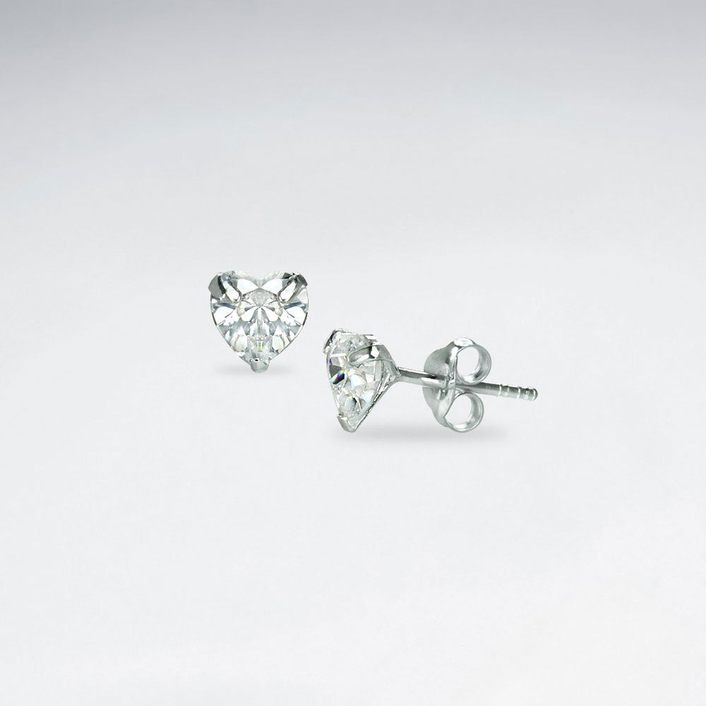 Little Heart Shape CZ Stud Earring