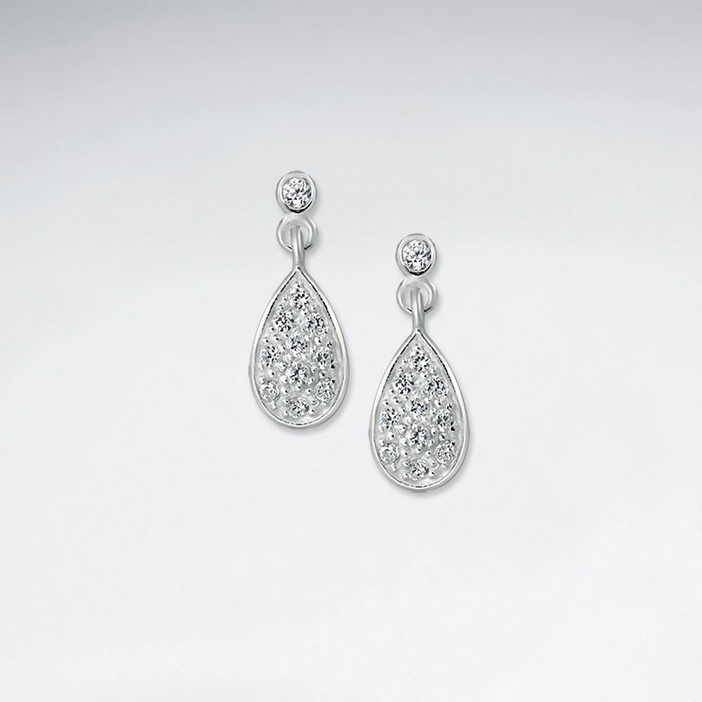 Dangling Drop Silver Earring With CZ