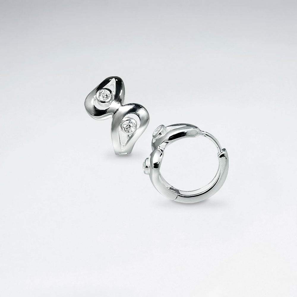 Sterling Silver Bowtie Earrings With White Silver Accents