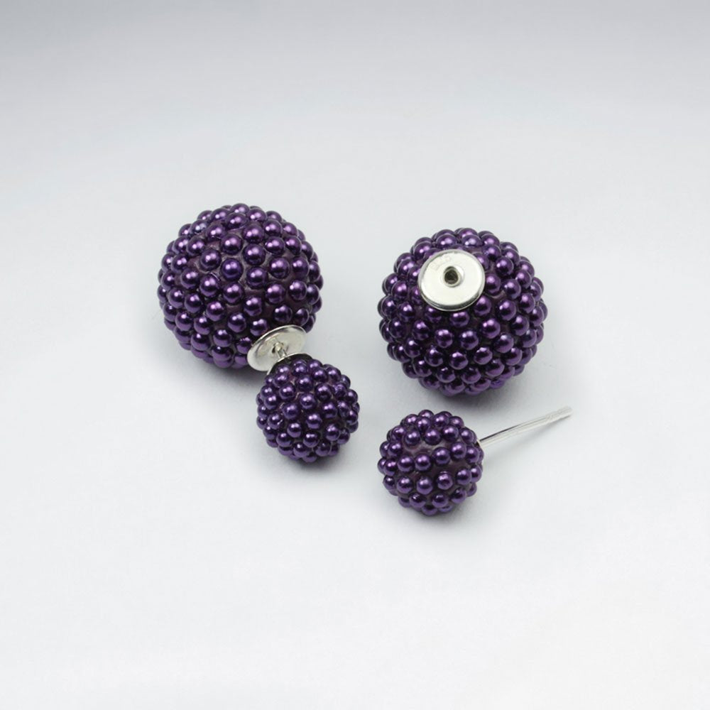Black And White Synthetic Pearl Mise En Double Sided Stud Earring