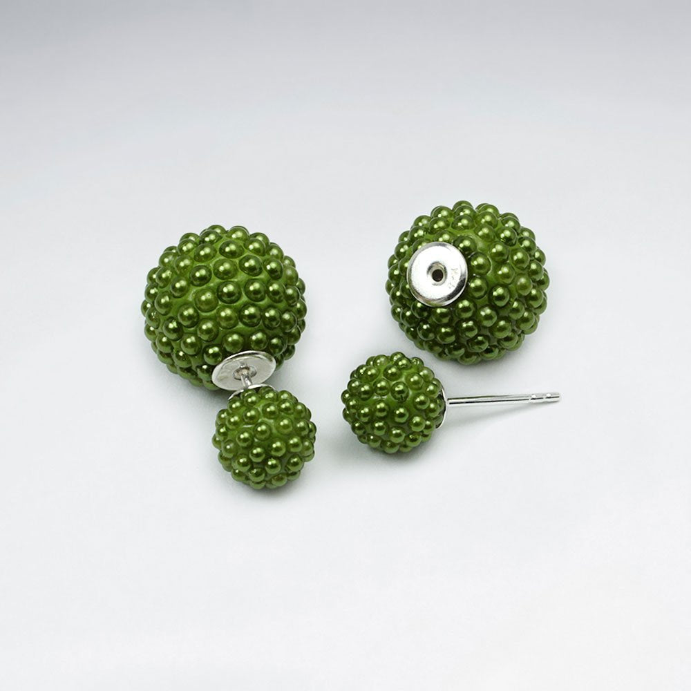 Black And White Synthetic Pearl Mise En Double Sided Stud Earring