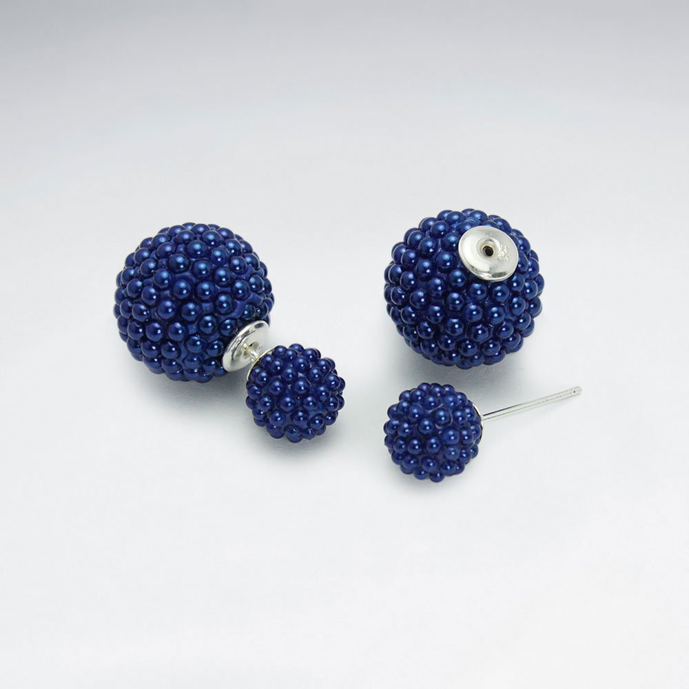 Black And White Synthetic Pearl Mise En Double Sided Stud Earring