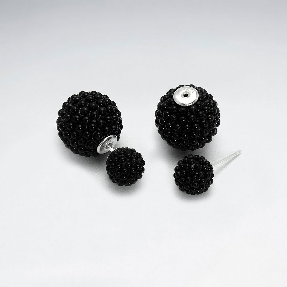 Black And White Synthetic Pearl Mise En Double Sided Stud Earring