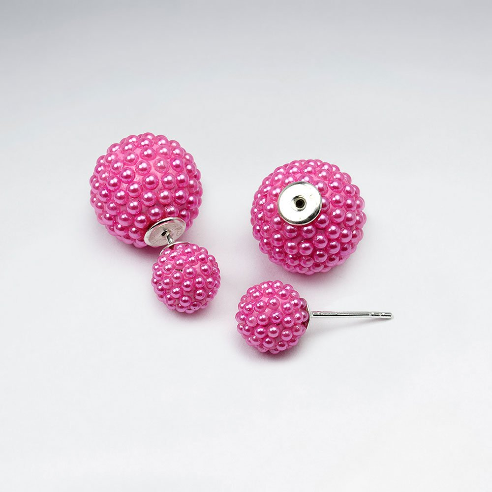 Black And White Synthetic Pearl Mise En Double Sided Stud Earring