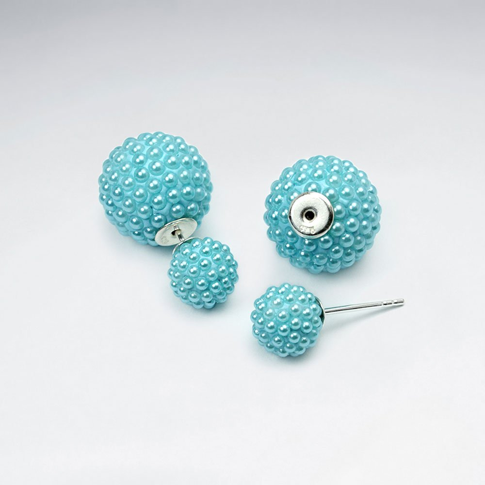 Black And White Synthetic Pearl Mise En Double Sided Stud Earring