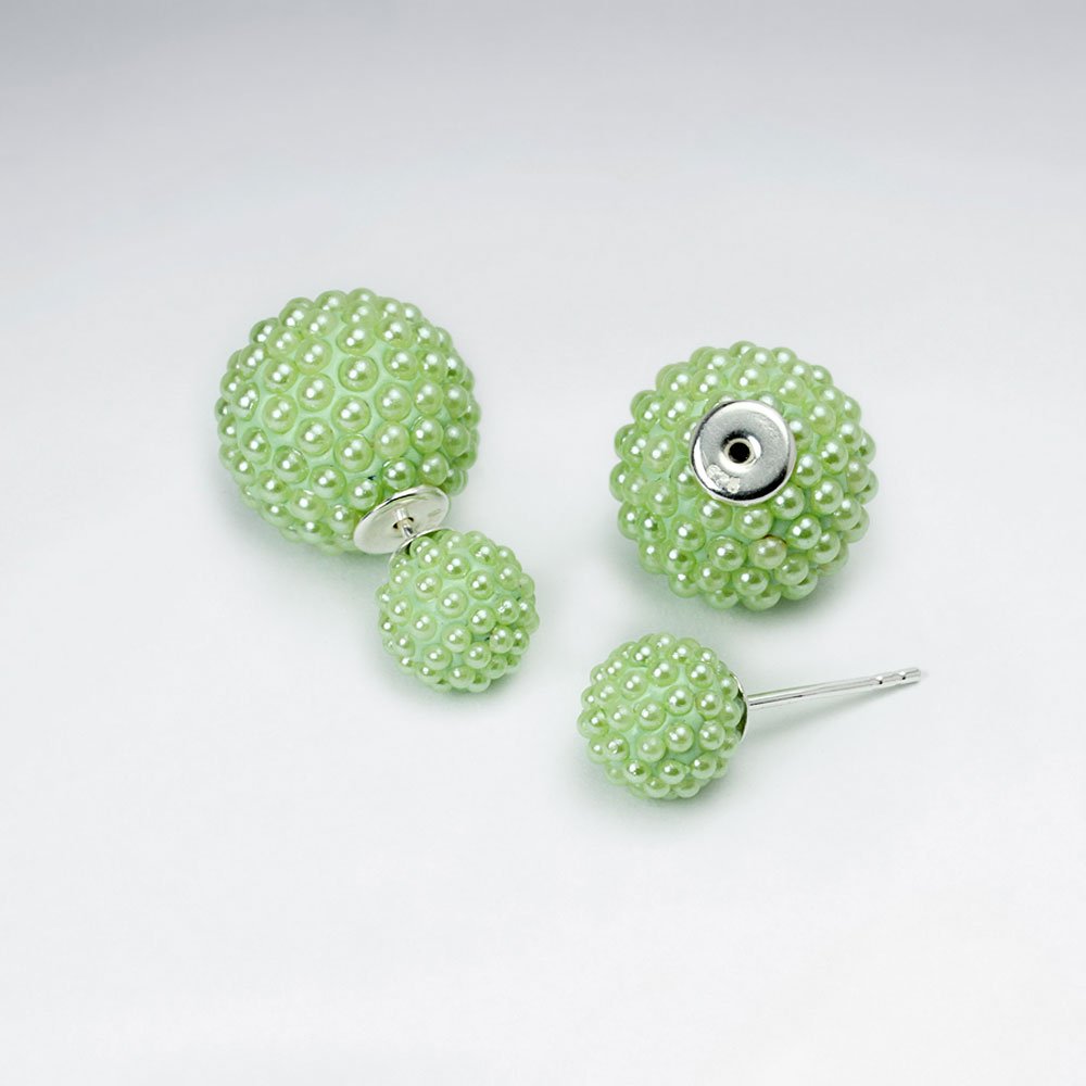 Black And White Synthetic Pearl Mise En Double Sided Stud Earring