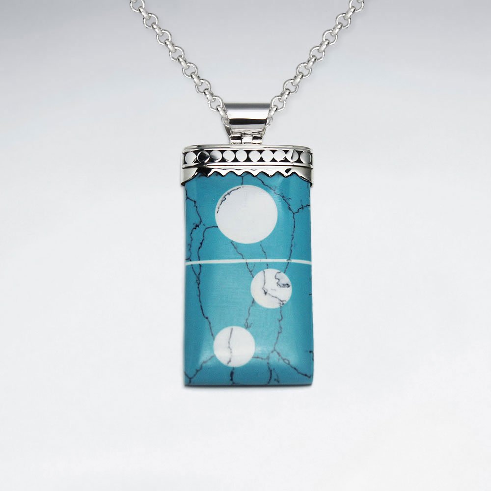 Rectangle Howlite Silver Pendant