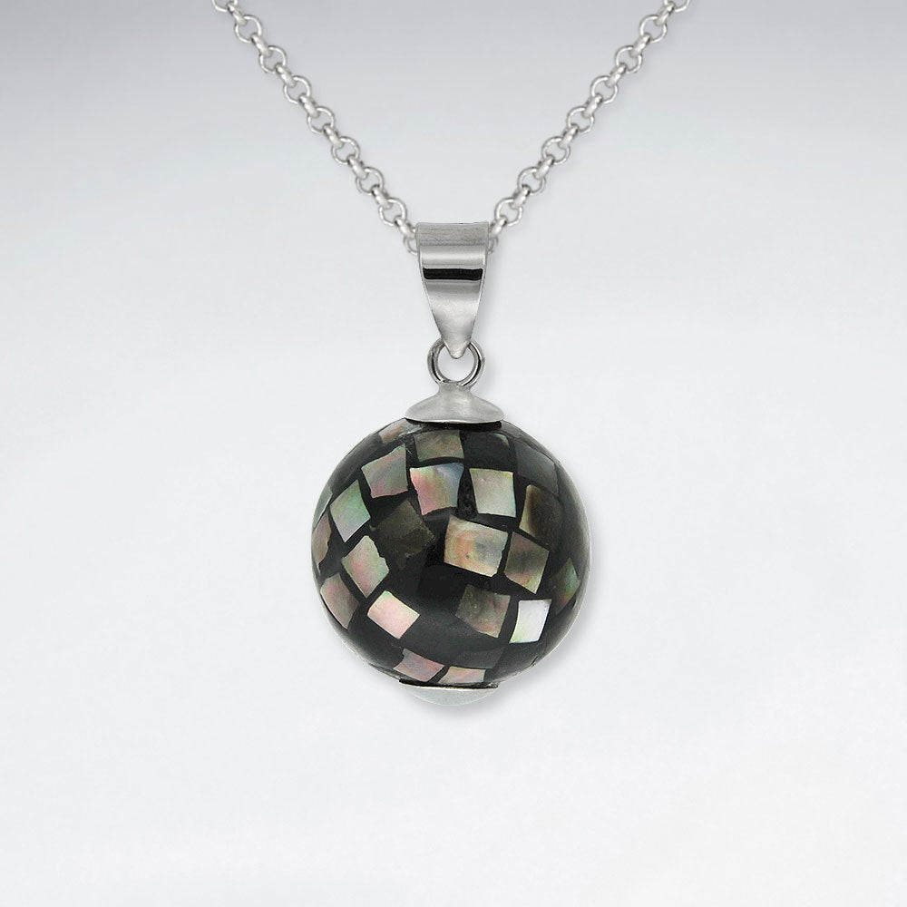 Round Aragonite Silver Pendant