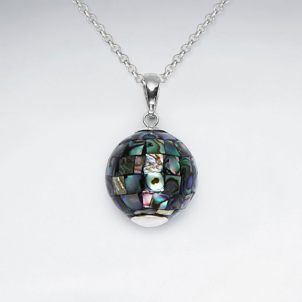 Round Aragonite Silver Pendant