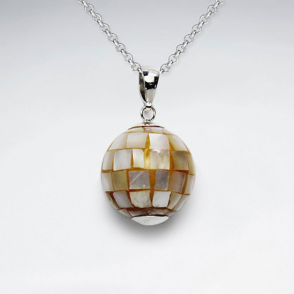 Round Aragonite Silver Pendant