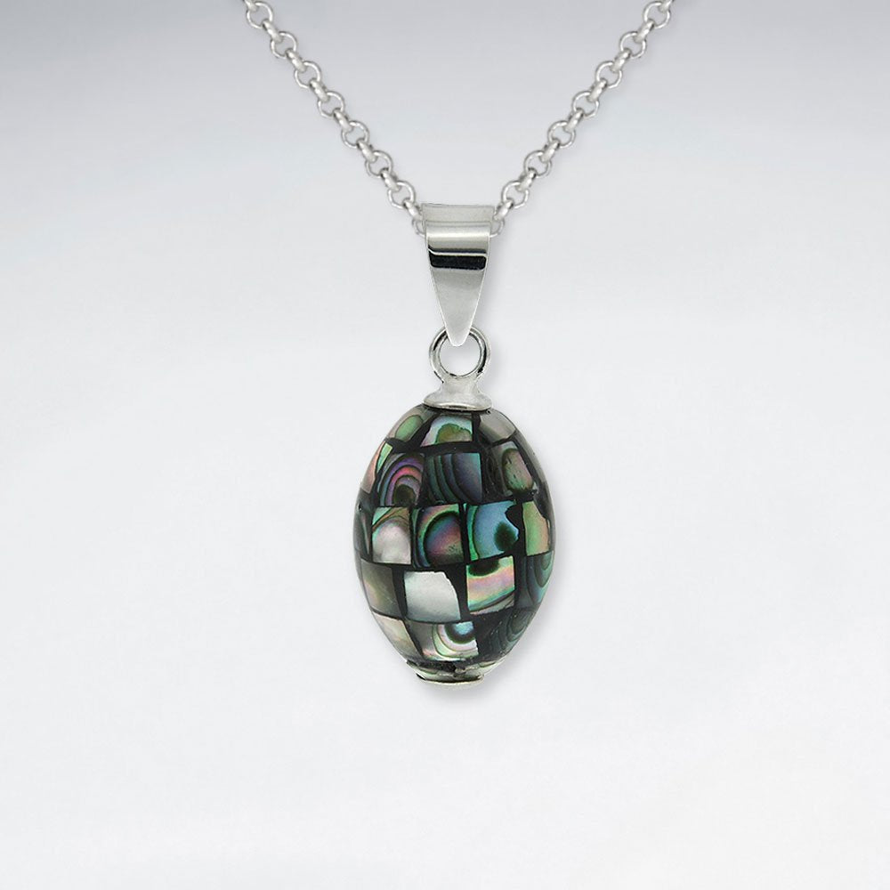 Oval Pawa Shell Silver Pendant