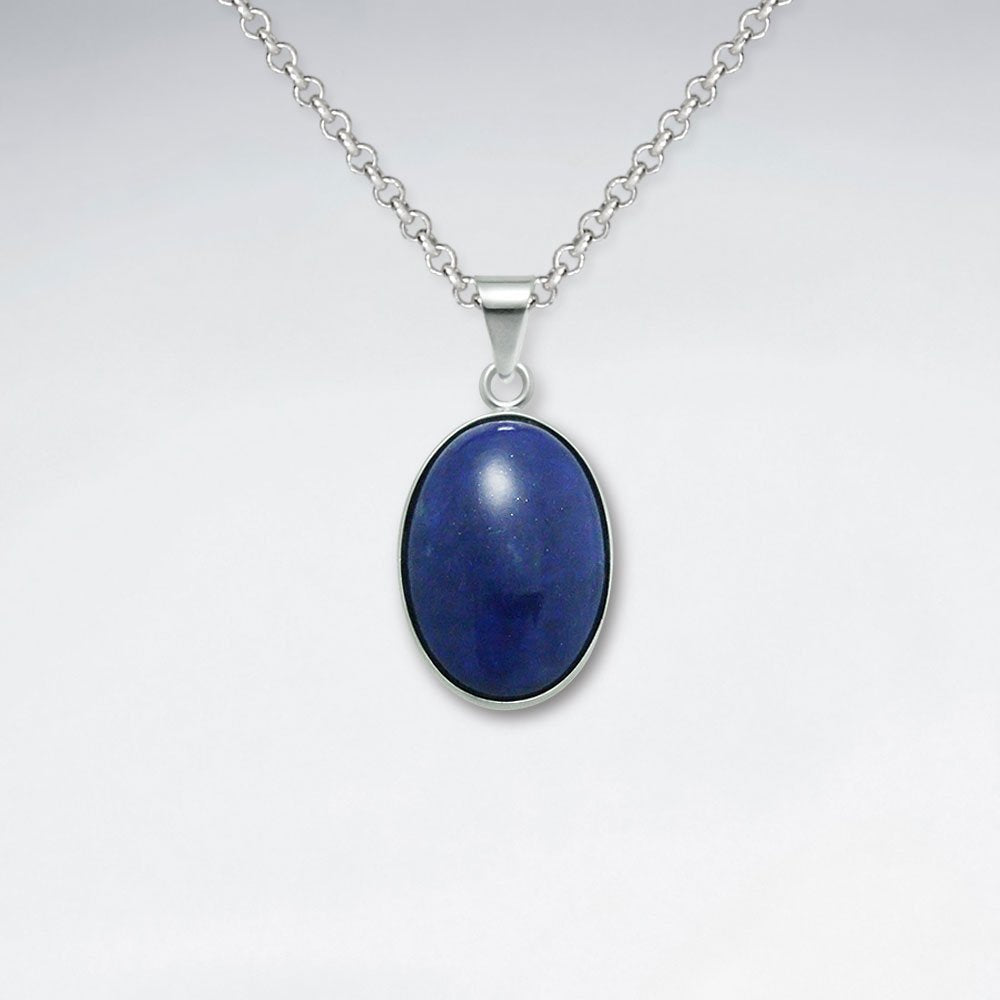 Oval Lapis Lazuli Silver Pendant