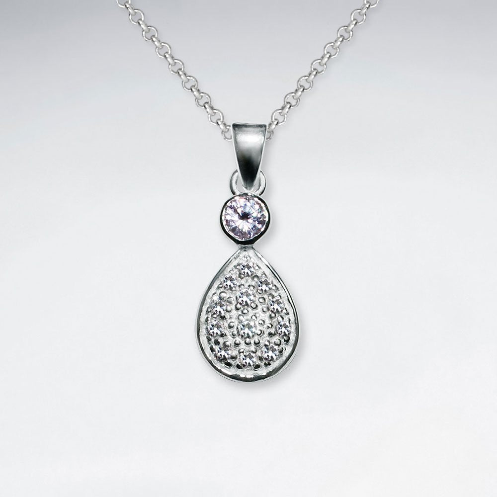 Drop CZ Silver Pendant