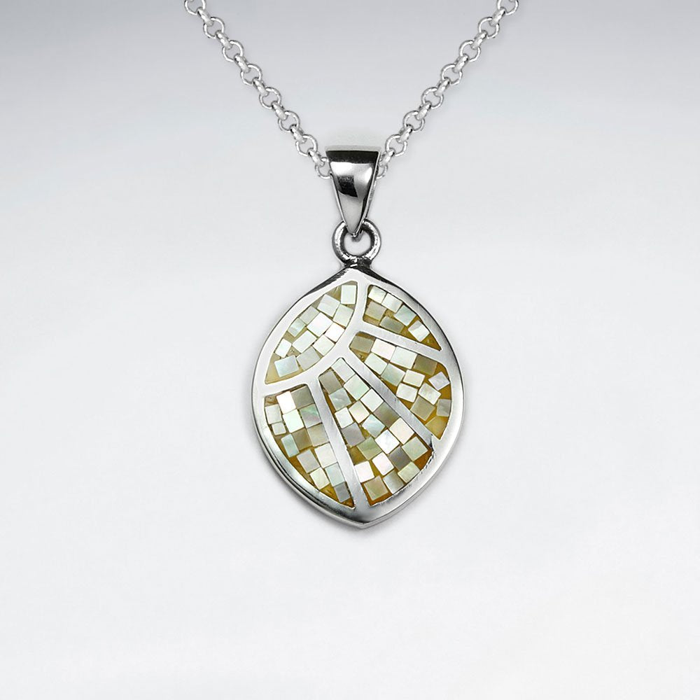 Red Shell Marquise Silver Pendant