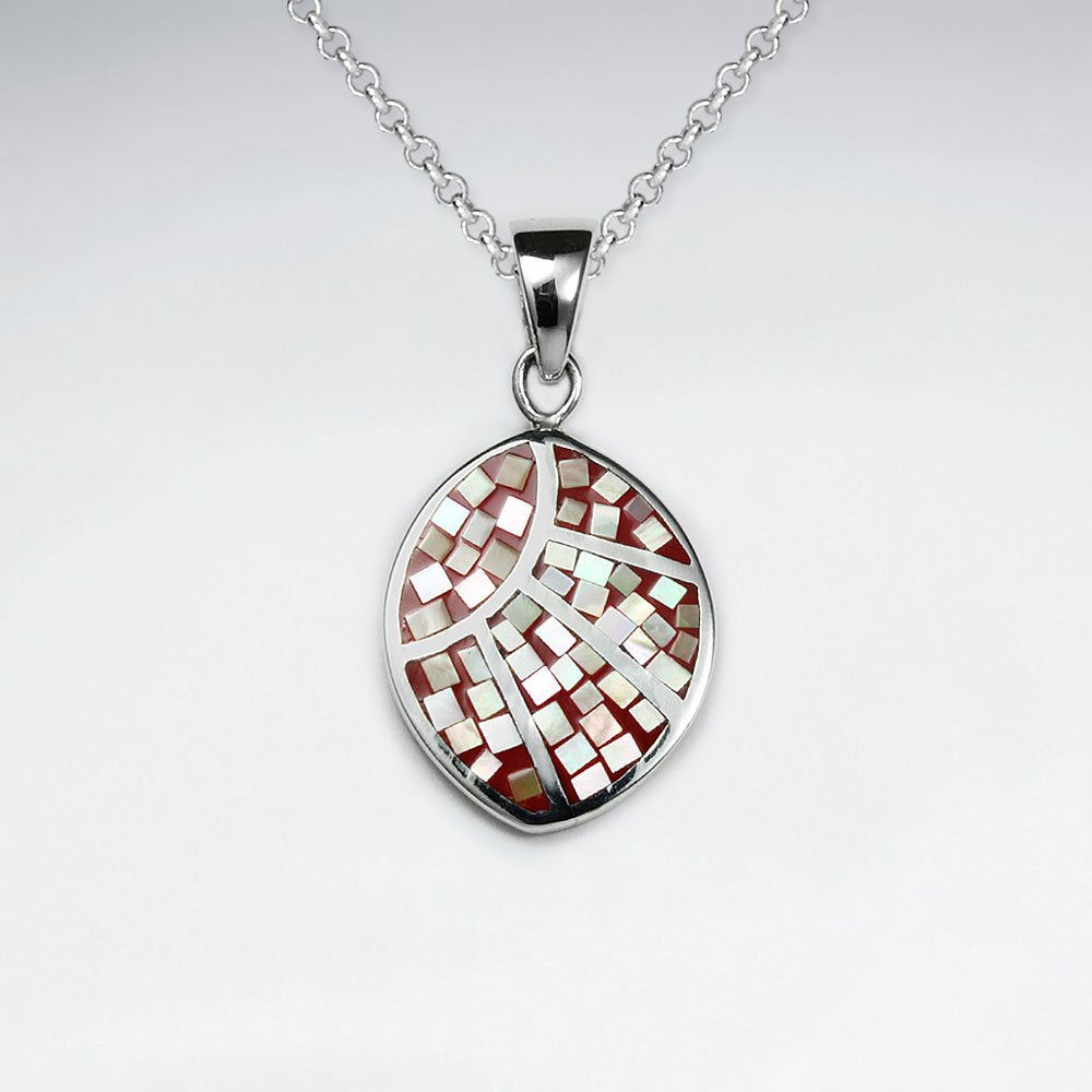 Red Shell Marquise Silver Pendant