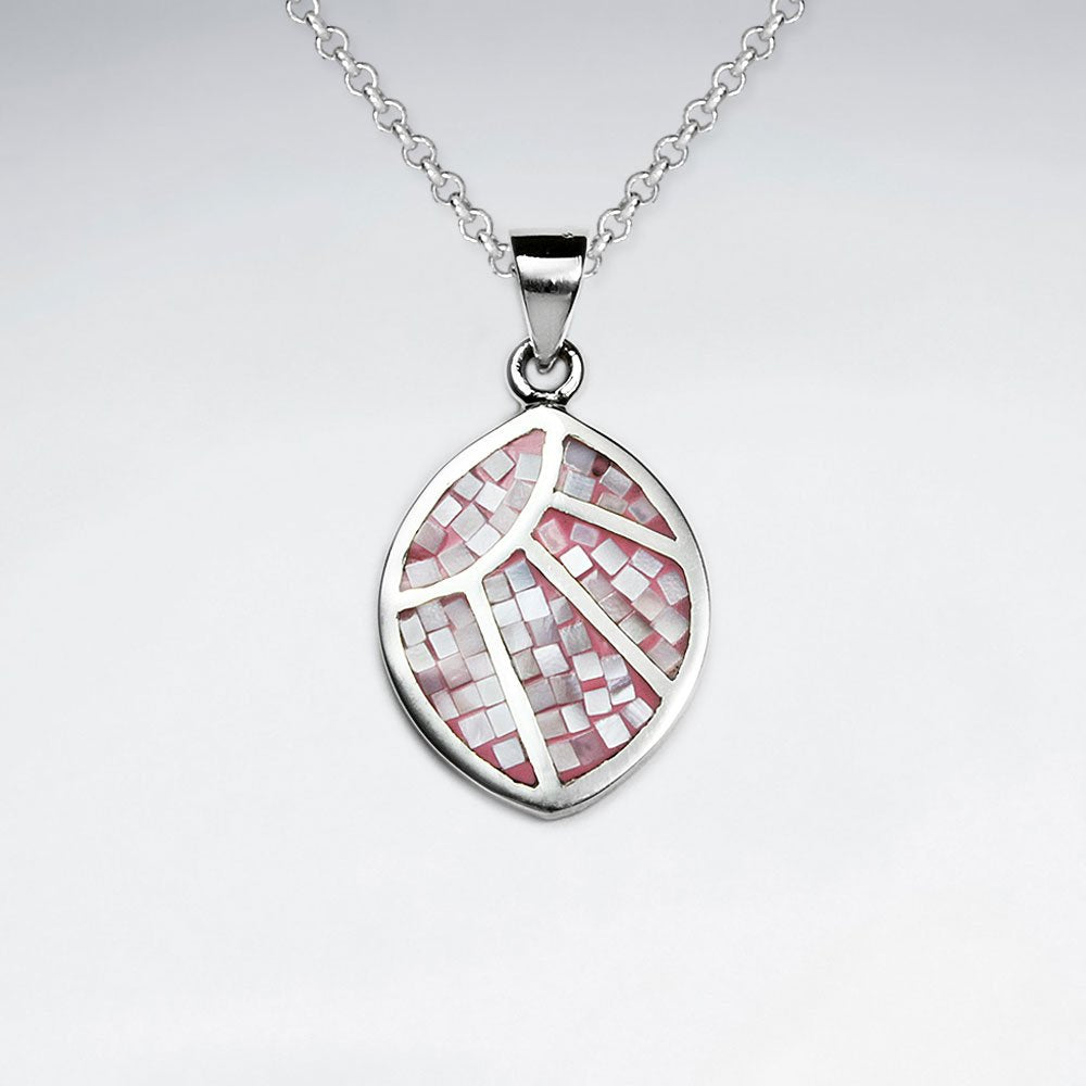 Red Shell Marquise Silver Pendant