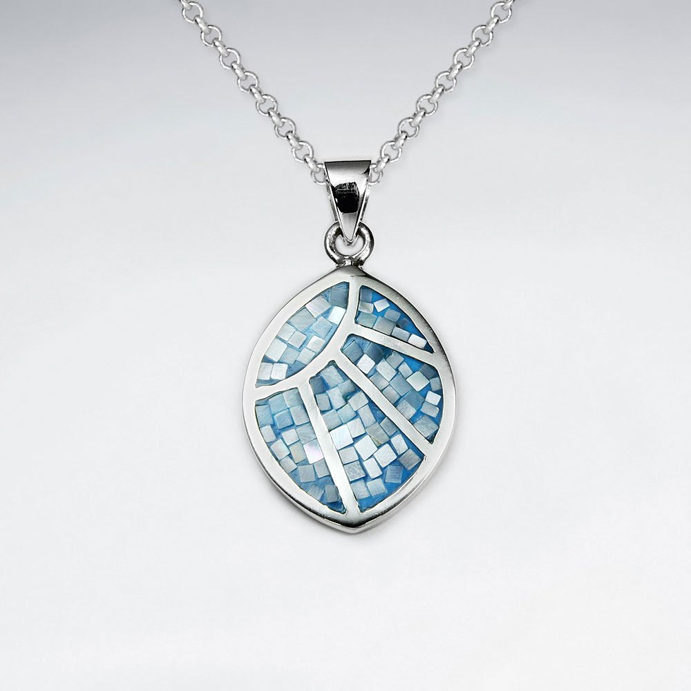Red Shell Marquise Silver Pendant