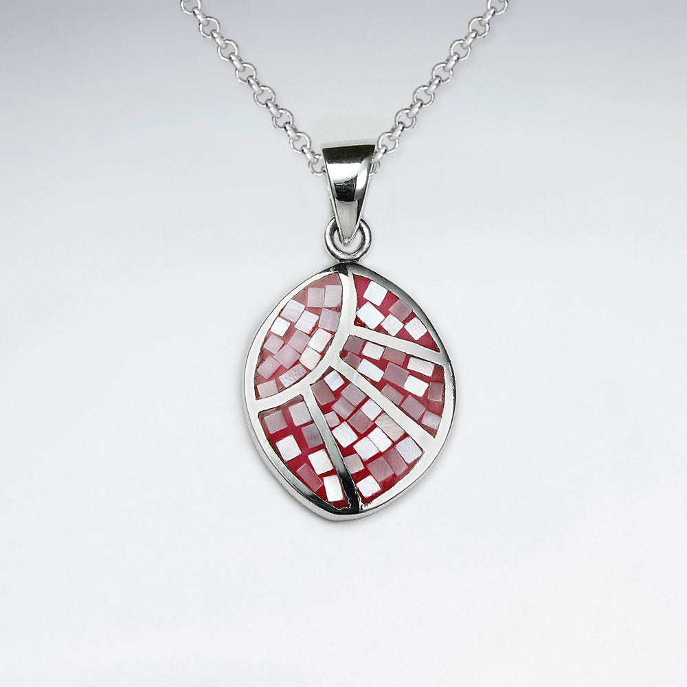 Red Shell Marquise Silver Pendant