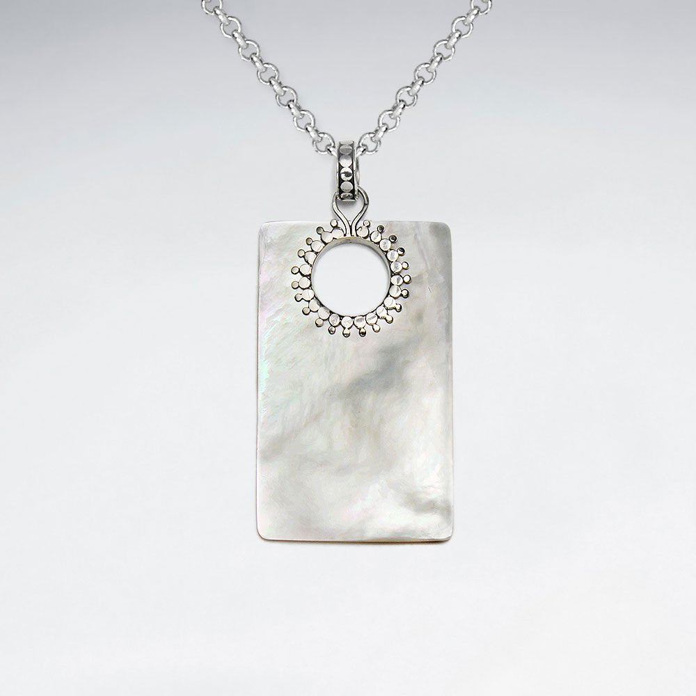 Rectangle Mother Of Pearl Silver Pendant
