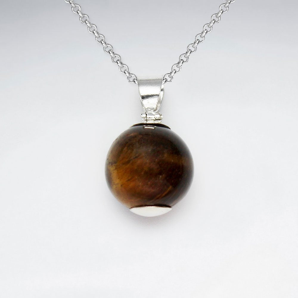 16 mm Round Gemstone Silver Pendant