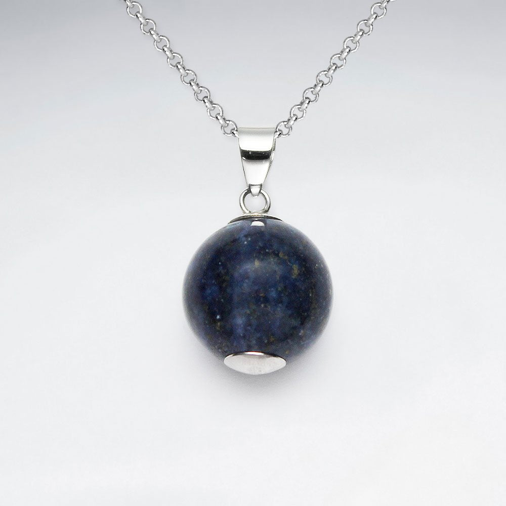 16 mm Round Gemstone Silver Pendant