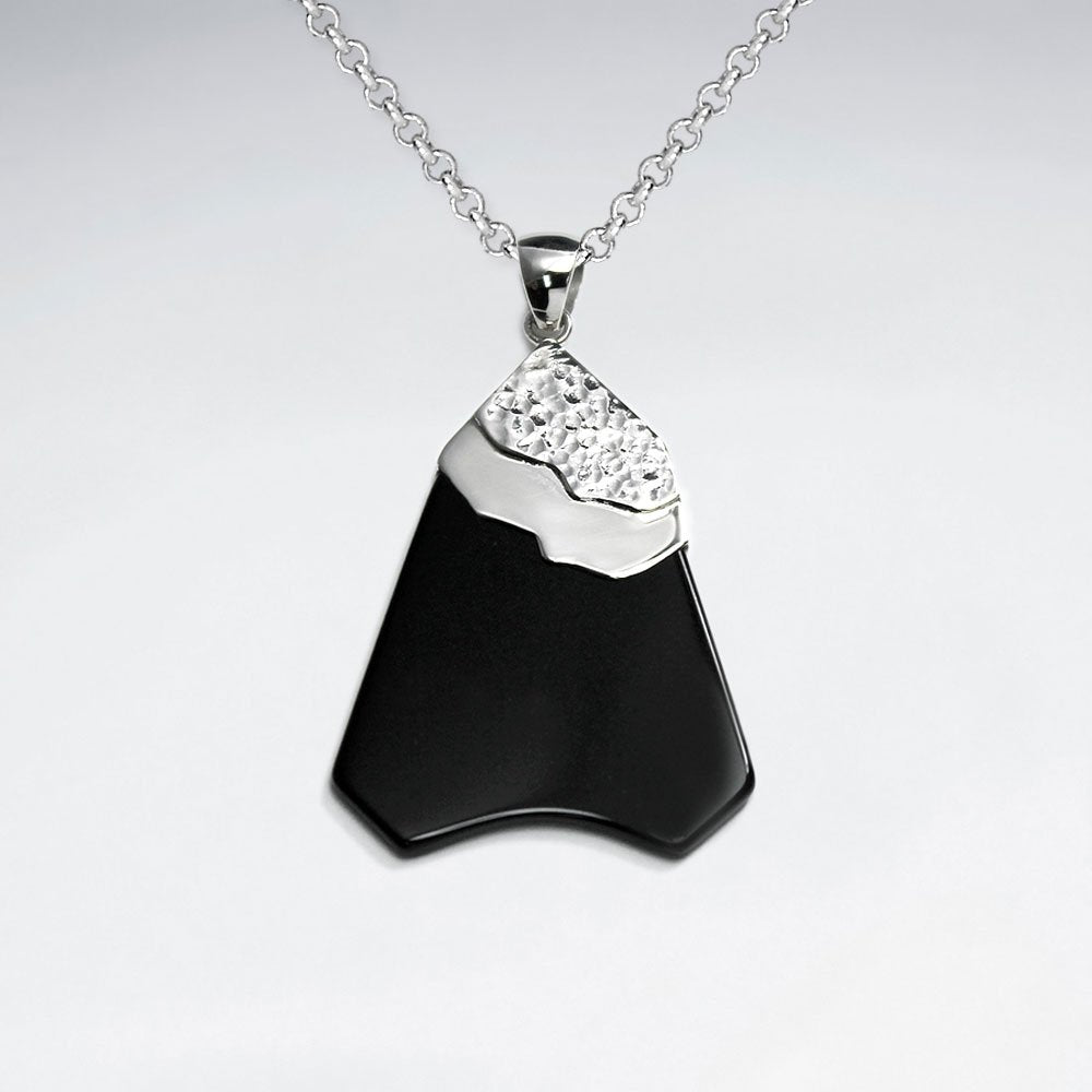 Flat Black Stone Silver Pendant