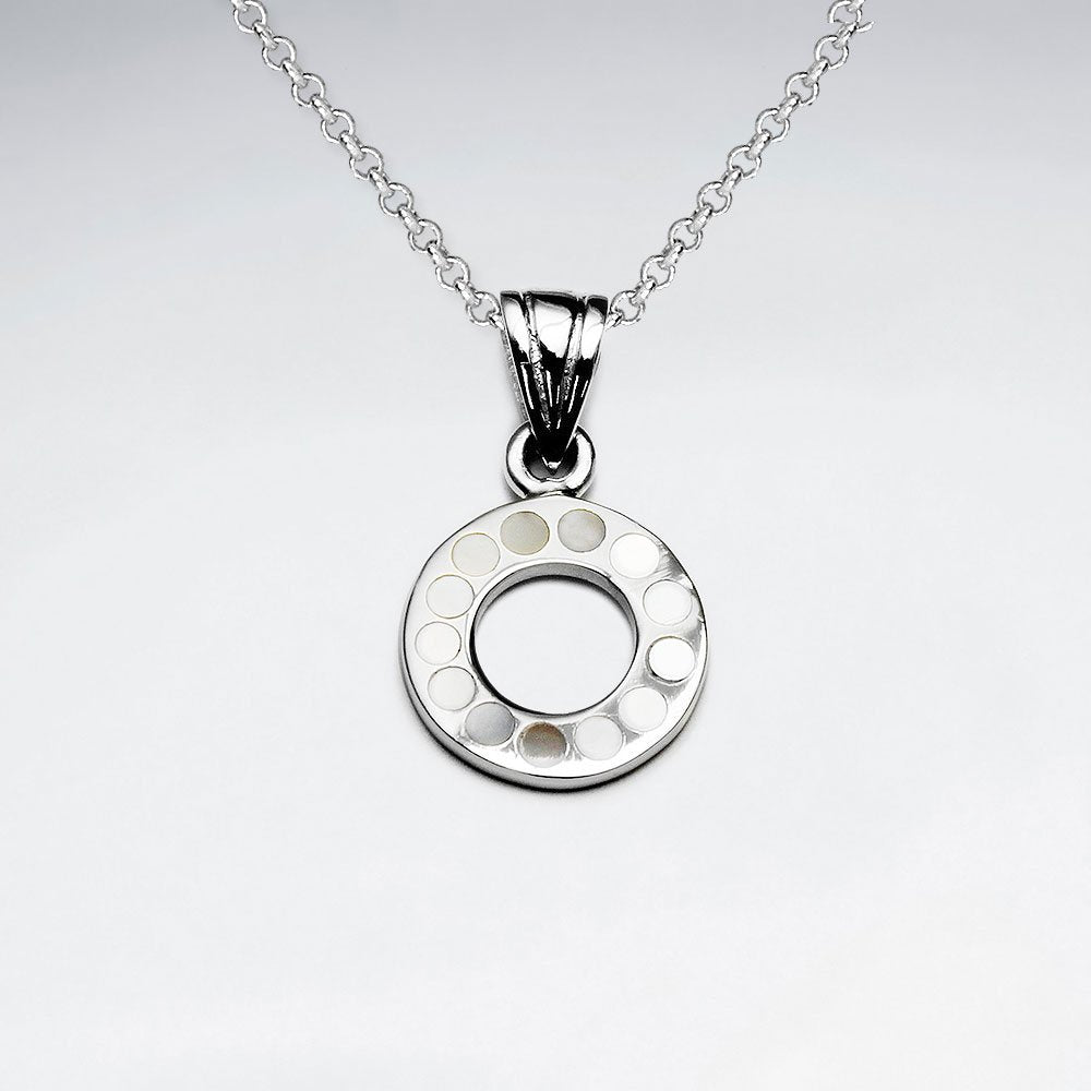 Open Circle Silver Pendant With Black Stone Dot