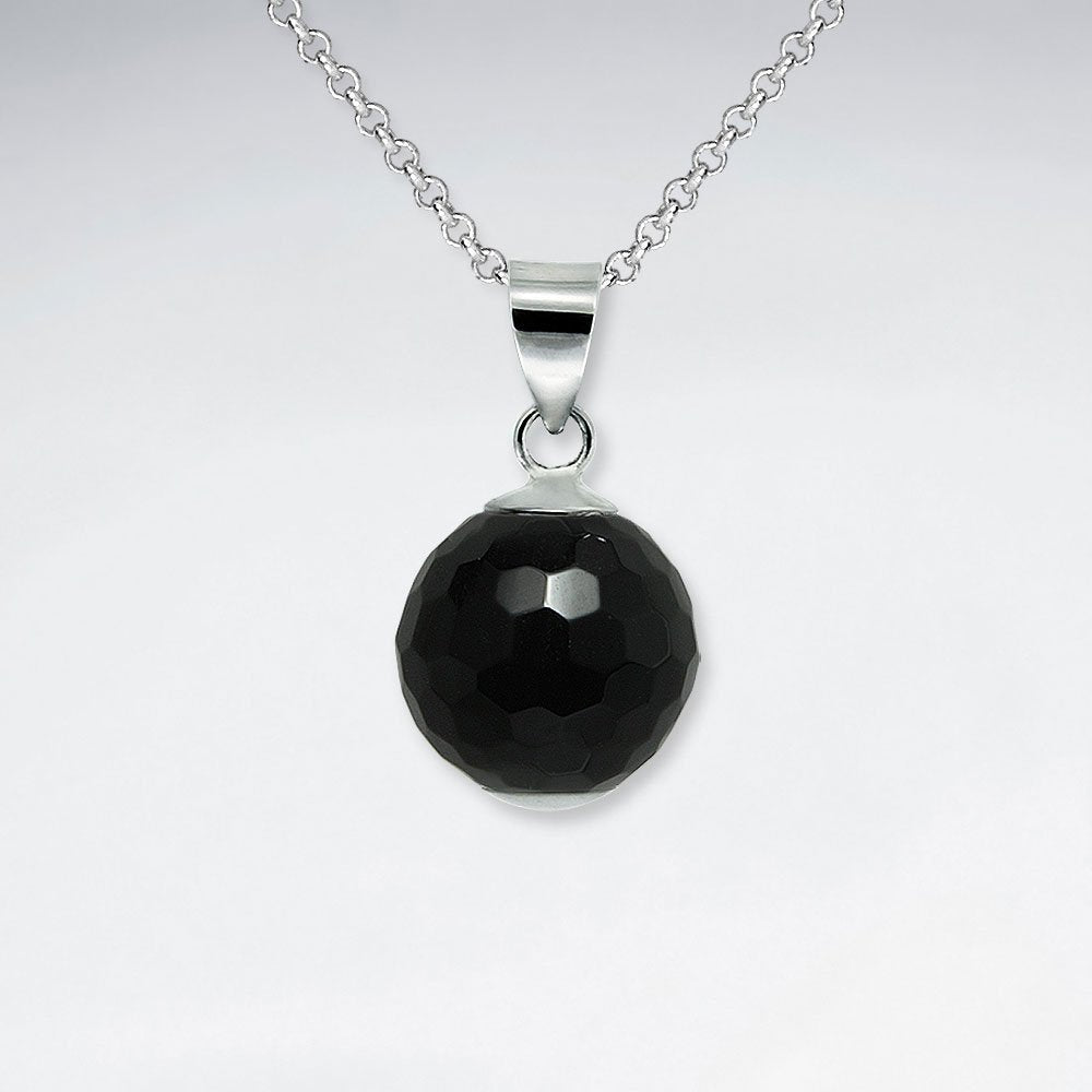 14 mm Round Faceted Amethyst Silver Pendant