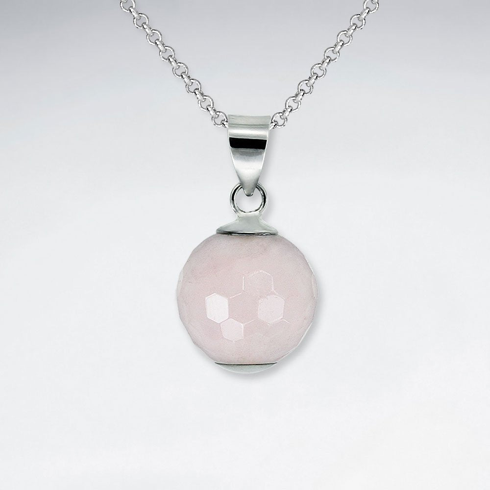 14 mm Round Faceted Amethyst Silver Pendant