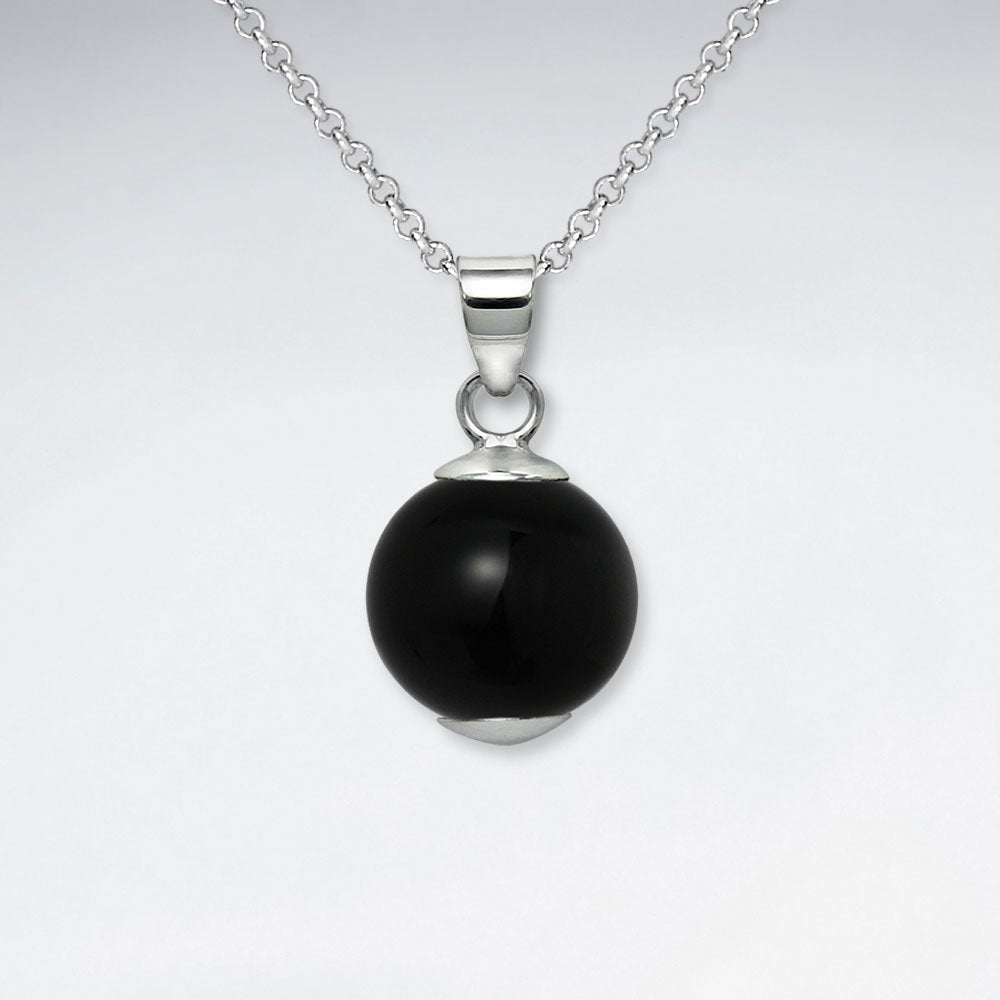 12 mm Round Amethyst Silver Pendant