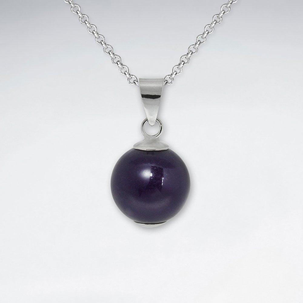 12 mm Round Amethyst Silver Pendant