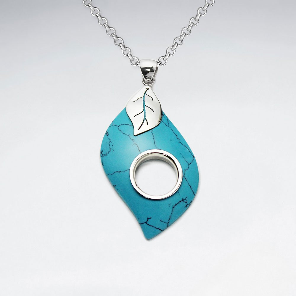Open Wavy Blue Turquoise Silver Pendant