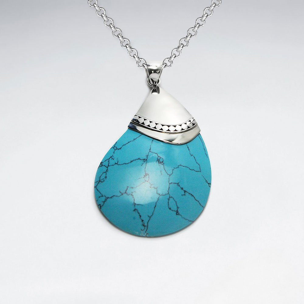 Drop Blue Howlite Silver Pendant